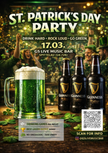 St. Patrick's Day Party - Mi., 17.03.2027, 19:00 at G5 - Live Music Bar, Heiligenstädter Straße 31, 1190 Wien, Österreich