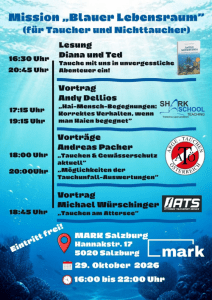 Mission "Blauer Lebensraum" (für Taucher und Nichttaucher) - Thu, Oct 29, 2026, 16:00 at MARK Salzburg, Hannakstraße 17, 5023 Salzburg, Österreich