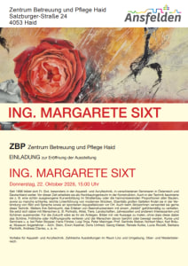 Ausstellung von Ing. Margarete Sixt - Do., 22.10.2026, 15:00 at Kunstverein NH10, Schererstraße 18, 4020 Linz, Österreich