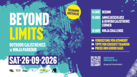 BEYOND LIMITS – Outdoor Calisthenics × Ninja Parkour - Sat, Sep 26, 2026, 14:00 at MÄX, Singergasse 6-8, 2700 Wiener Neustadt, Österreich