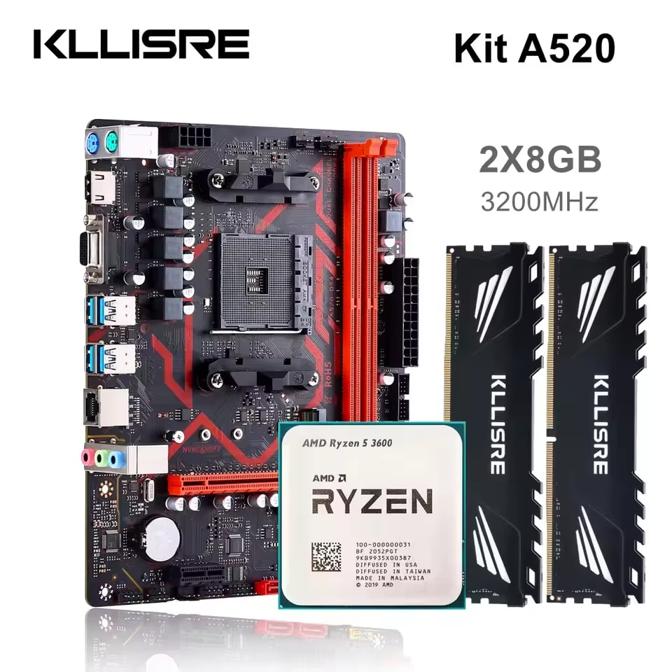 Kit Kllisre A520 + Ryzen 5 3600 + 16 Go DDR4 3200