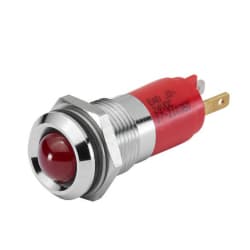 14 mm LED krom super-rød Plan 24V 22mA