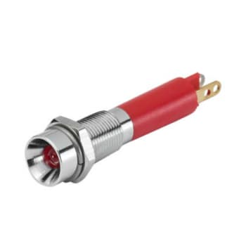 6 mm LED krom rød 24V DC 18mA konkav