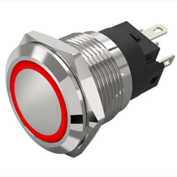 RUSTFRI 19mm SKR RØD LYSRING 24V FLATSTIFT