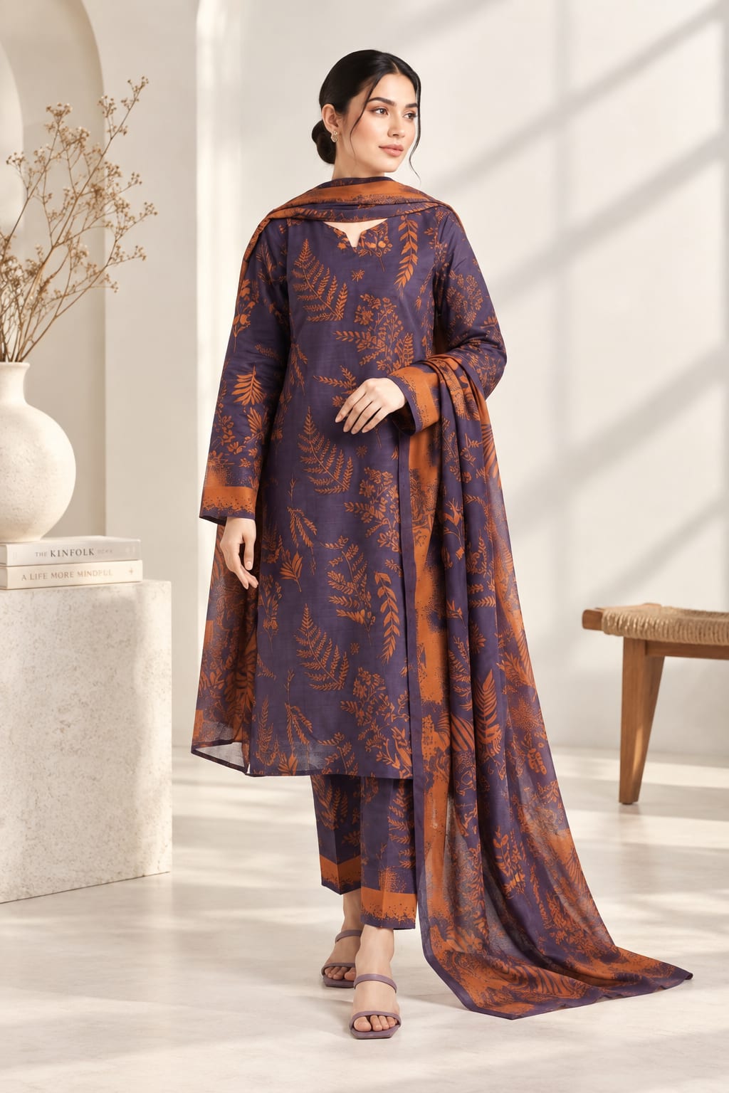 Floral Printed Kameez Shalwar 3-Piece Suit – Stitched & Unstitched Floral Printed Kameez Shalwar 3-Piece Suit – Stitched & Unstitched