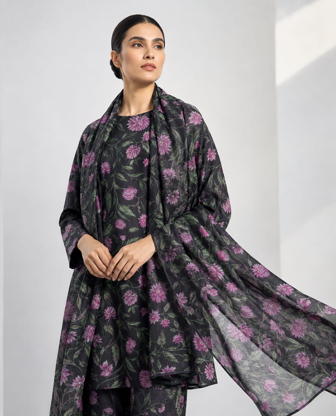 Midnight Bloom 3-Piece Suit – Stitched & Unstitched Midnight Bloom 3-Piece Suit – Stitched & Unstitched
