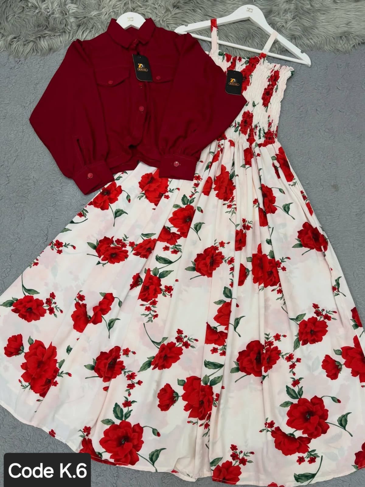 💖Printed Flower 2-Piece Maxi 🌟 -D:2004✨ 💖Printed Flower 2-Piece Maxi 🌟 -D:2004✨