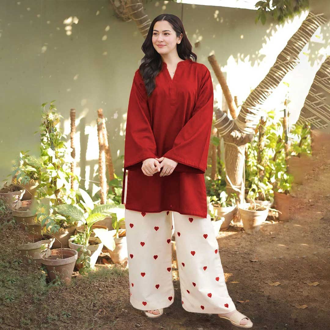 Heart Embroidered 2-Piece Set Heart Embroidered 2-Piece Set