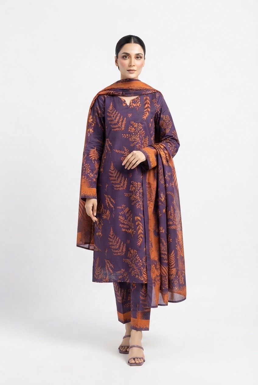 Floral Printed Kameez Shalwar 3-Piece Suit – Stitched & Unstitched Floral Printed Kameez Shalwar 3-Piece Suit – Stitched & Unstitched