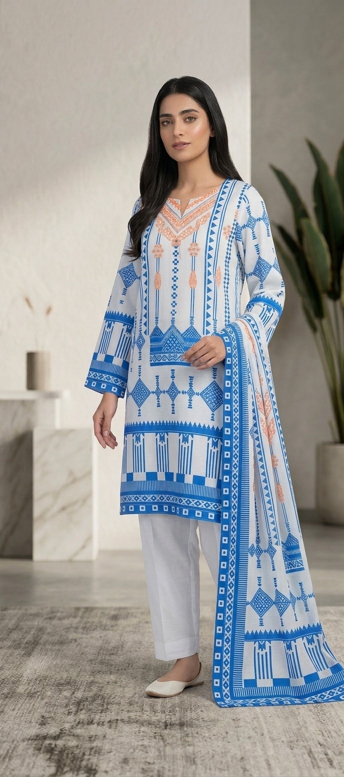 Azure Heritage 3-Piece Suit – Stitched & Unstitched Azure Heritage 3-Piece Suit – Stitched & Unstitched