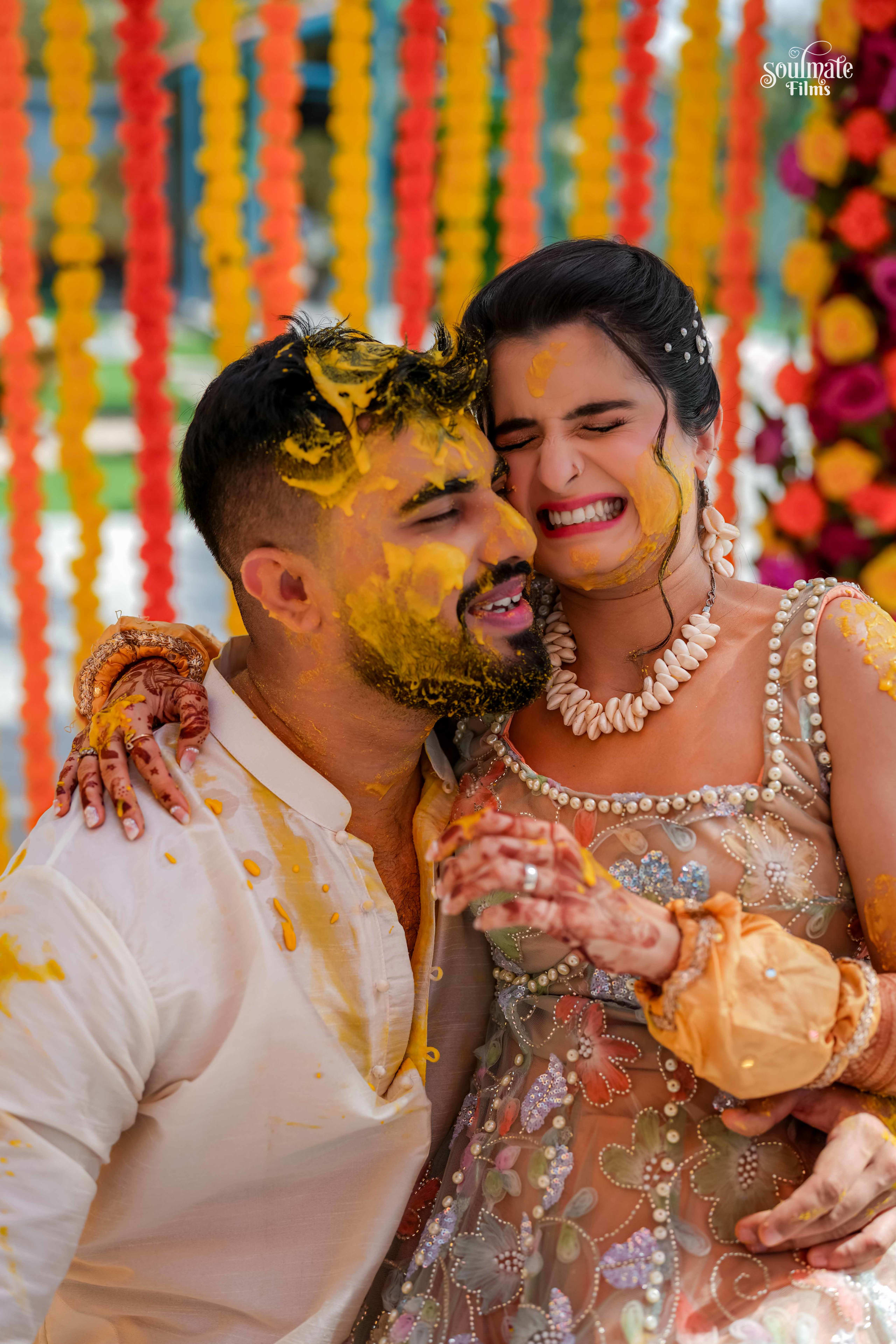 Sugandha and Sahil together on their wedding day