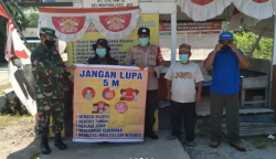 Kompak, Babinsa dan Bhabinkamtibmas Menteng, Edukasi Warga Cegah Karhutla dan Disiplin Prokes