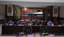 Danrem 102/Pjg Hadiri Kegiatan Binkomsos Semester I tahun 2021 Secara Virtual.