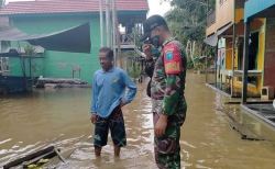 Koramil 1013-03/Teweh Tengah Laksanakan Pemantauan Lokasi Banjir