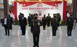 Komandan Korem 102/Pjg Hadiri Secara Virtual Upacara HUT Bhayangkara ke-75 tahun 2021