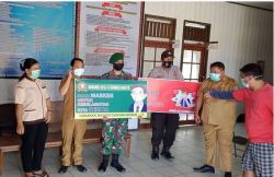 Sosialisasi Prokes, Koramil 1013-11/Sumber Barito Cegah Penyebaran Covid-19.