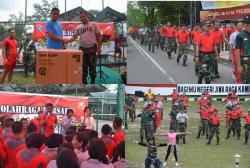 KEMERIAHAN, KEAKRABAN DAN NUANSA KEKELUARGAAN, SANGAT TERASA DALAM OLAH RAGA BERSAMA KOREM 102/PJG