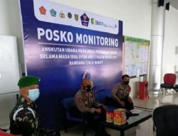 Personel Kodim Palangka Raya Lakukan Pengamanan Bandara Tjilik Riwut Pasca Lebaran