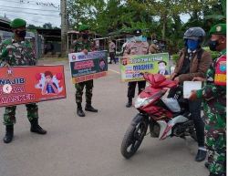 Koramil 1013-03/ Teweh Tengah Tegakan Protkes Covid-19 dan Sosialisasi Bencana Karhutla