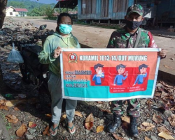 Koramil 1013-14/Tumbang Olong Tegakan Protkes Covid-19