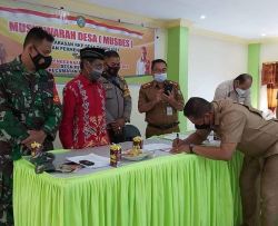 Babinsa Koramil 1015-11/Cpg Hadiri Musdes Pembahasan RKPDes Desa Binaan Tahun Anggaran 2021