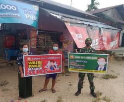Koramil 1013-11/Sumber Barito Tegakan Protkes Covid-19