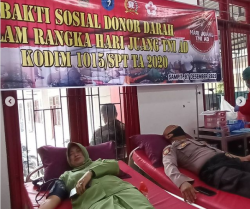 Baksos Donor Darah, Warnai Hari Juang Kartika TNI AD di Kodim 1015/Sampit