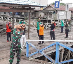 Tingkatkan Imun dan Jaga Stamina, Anggota Koramil 1015-15/Telaga Pulang Laksanakan Olahraga Bersama