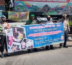 Koramil 1012-10/Kota melaksanakan patroli Yustisi Gabungan Penegakan Protokol kesehatan covid-19.