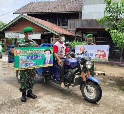 Tekan Penyebaran Covid-19, Babinsa Koramil 1013-02/Montalat Operasi Disiplin Prokes.