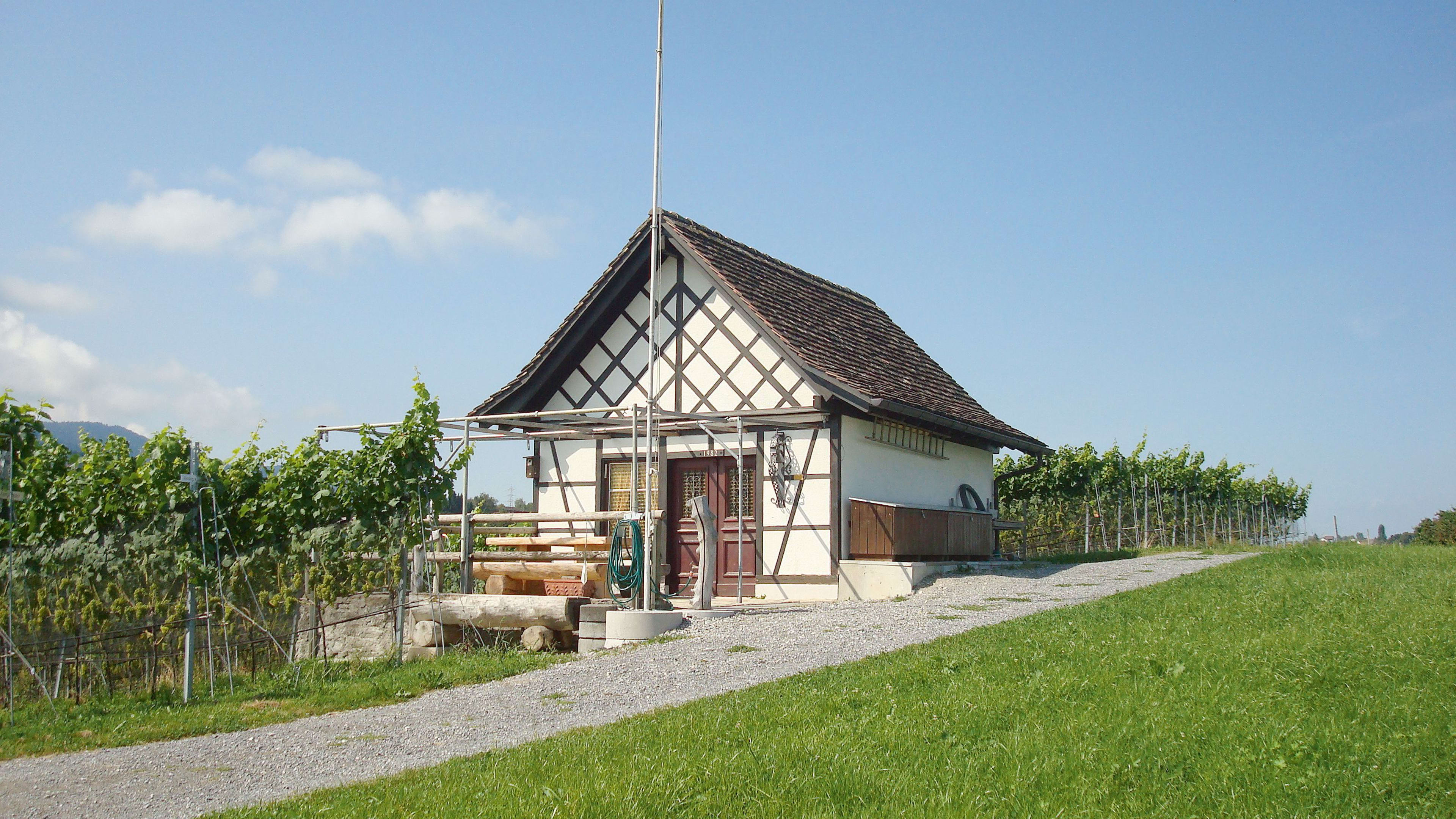 Landschaftsbild mit Winzerhaus im Studenbühl.