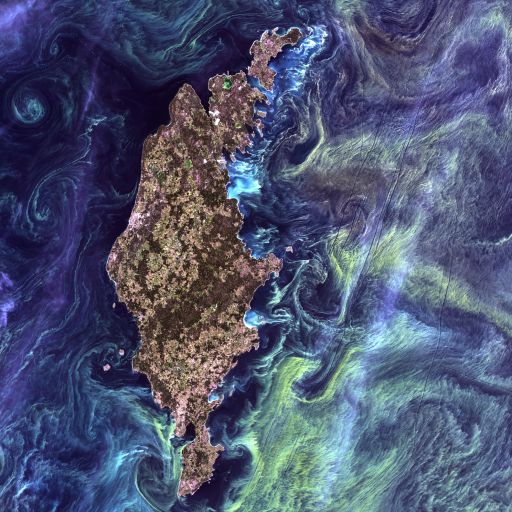 [Остров Готланд](http://goo.gl/JephR) в стиле Ван Гога, Landsat 7, снято 13 июля 2005 года