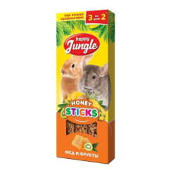 Лакомство для грызунов Happy Jungle Палочки мед, фрукты, 3шт