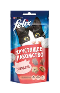 Хрустящее Лакомство Felix для взрослых кошек с говядиной, 0.06кг