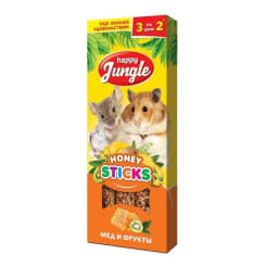 Лакомство для мелких грызунов Happy Jungle Палочки мед, фрукты 3 шт