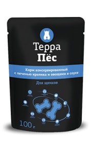Терра Пёс влажный корм для собак со вкусом печени кролика и овощами, 0.1кг