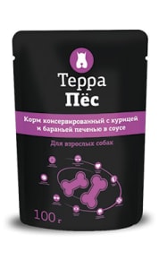 Терра Пёс влажный корм для собак со вкусом курицы и бараньей печени, 0.1кг