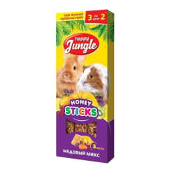 Лакомство для грызунов Happy Jungle Палочки медовый микс 3 шт