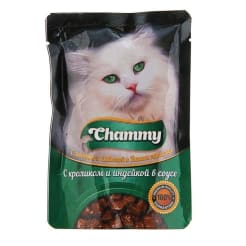 Chammy консерва для кошек 85 гр кролик и индейка в соусе