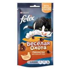 Лакомство Felix Весёлая охота для кошек, со вкусом курицы и печени, 0.05кг