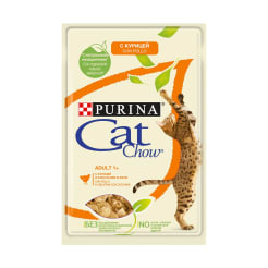 Влажный корм для кошек старше 1 года Purina Cat Chow Adult 1+, курица и кабачки в желе, 0.85кг