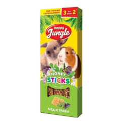 Лакомство для грызунов Happy Jungle Палочки мед, травы 3 шт
