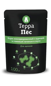 Терра Пёс влажный корм для собак со вкусом курицы и говяжьей печени, 0.1кг