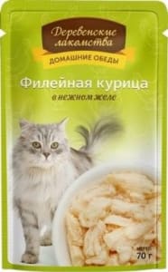 Деревенские лакомства консервы для кошек курица в желе, 0.07кг