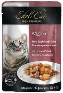 Консерва Эдель Кэт для кошек лосось камбала в желе, 0.1кг