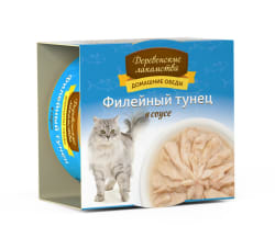 Деревенские лакомства консервы для кошек тунец соус, 0.08кг