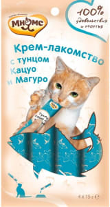 Мнямс Крем-лакомство для кошек с тунцом Кацуо и Магуро 15г х 4шт.