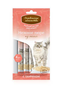 Лакомства Деревенские для кошек нежное пюре из лосося 4 * 10г