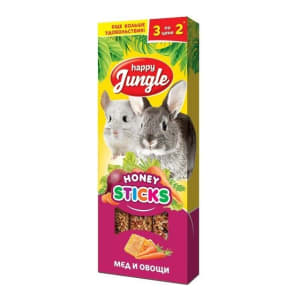 Лакомство для грызунов Happy Jungle Палочки мед, овощи 3 шт