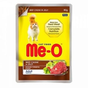 Ме-О пауч для кошек со вкусом говядины в желе, 0.08кг